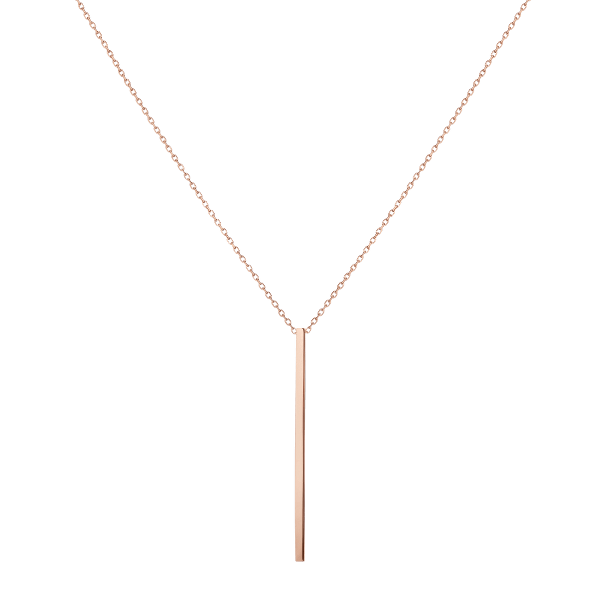 Long Gold Bar Drop Necklace Rose Gold Vermeil 14k Rose Gold 18k Rose Gold     Front First