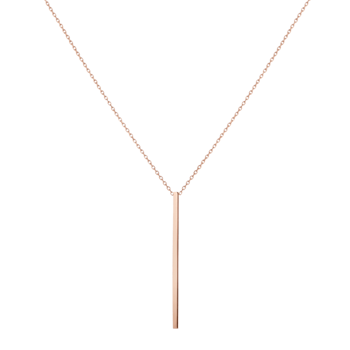 Long Gold Bar Drop Necklace Rose Gold Vermeil 14k Rose Gold 18k Rose Gold     Front First