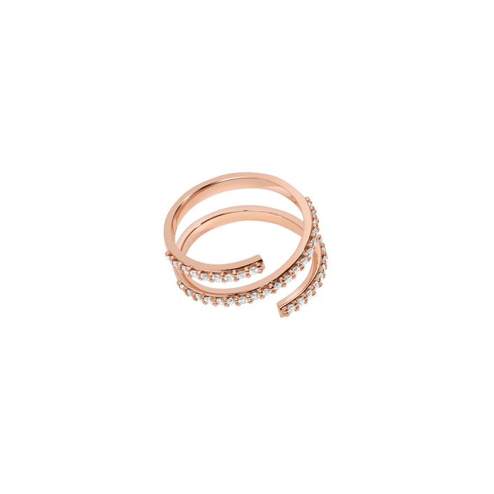 Wraparound Ring  Rose Gold Vermeil 14k Rose Gold 18k Rose Gold White Diamonds Laid down