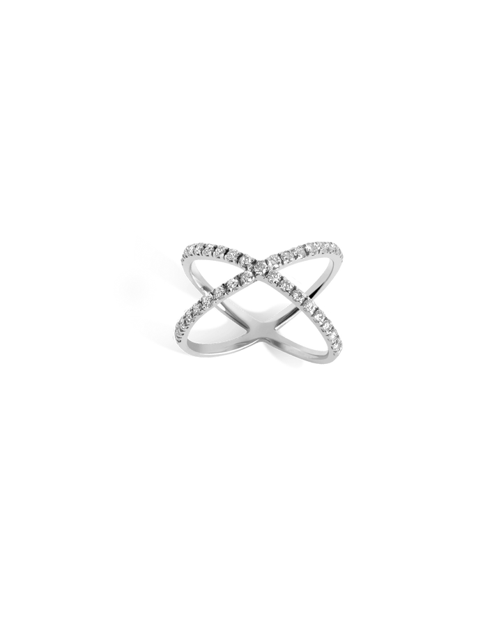 X Ring  Sterling Silver White Gold Vermeil 14k White Gold 18k White Gold White Diamonds    Front First