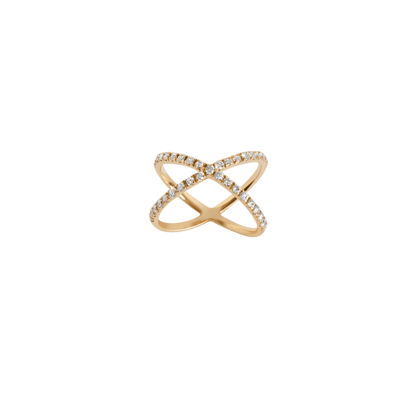 Diamond X Prong Set Diamond Crossover Ring