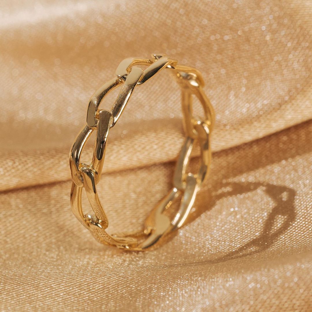 Open Link Ring in Yellow, Rose or White Gold