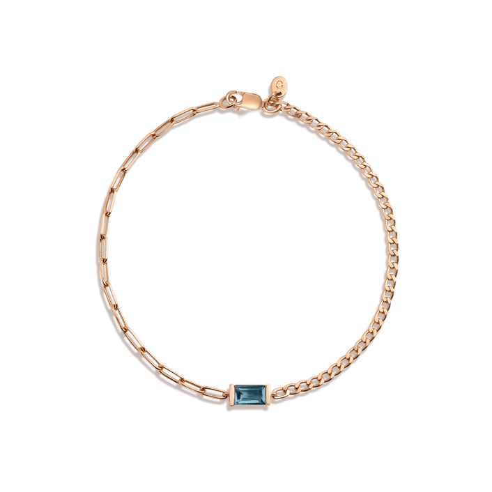 AURATE X MICHELLE: Tranquility Blue Topaz Chain Bracelet Vermeil Rose Gold 6.5IN (S) 7IN (M/L) First