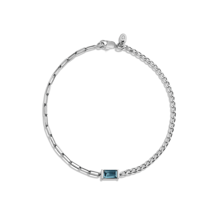 AURATE X MICHELLE: Tranquility Blue Topaz Chain Bracelet Vermeil White Gold 6.5IN (S) 7IN (M/L) First