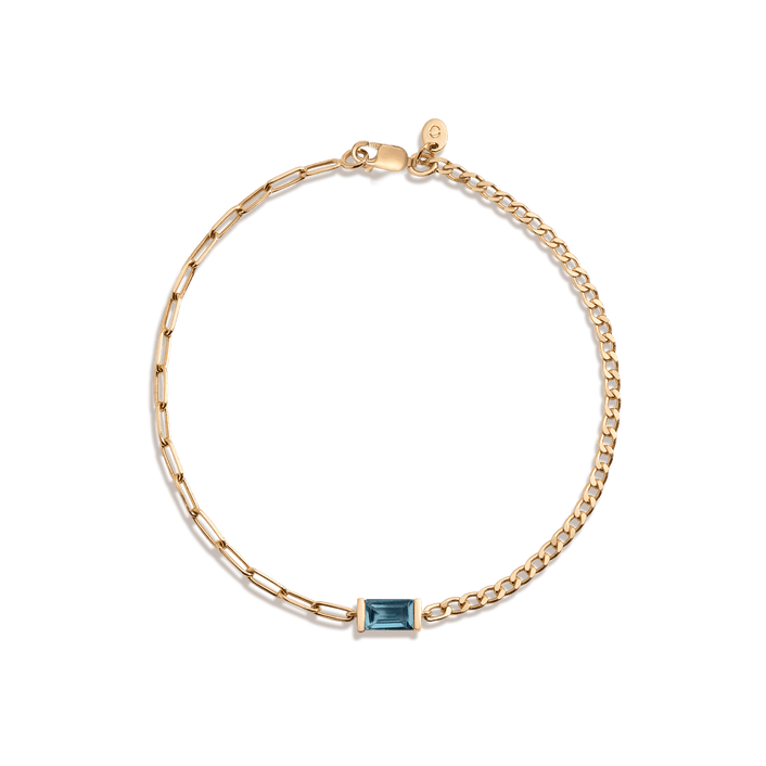 AURATE X MICHELLE: Tranquility Blue Topaz Chain Bracelet Vermeil Yellow Gold 6.5IN (S) 7IN (M/L) First