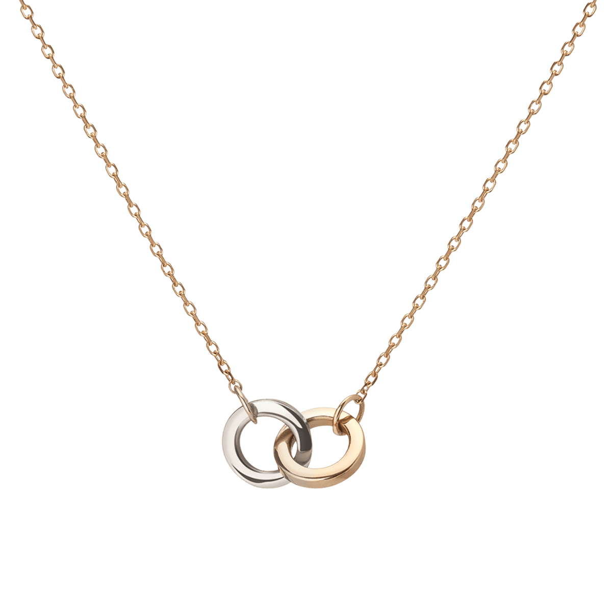Two-Tone Connection Necklace 14k 18k Yellow / White Gold  First