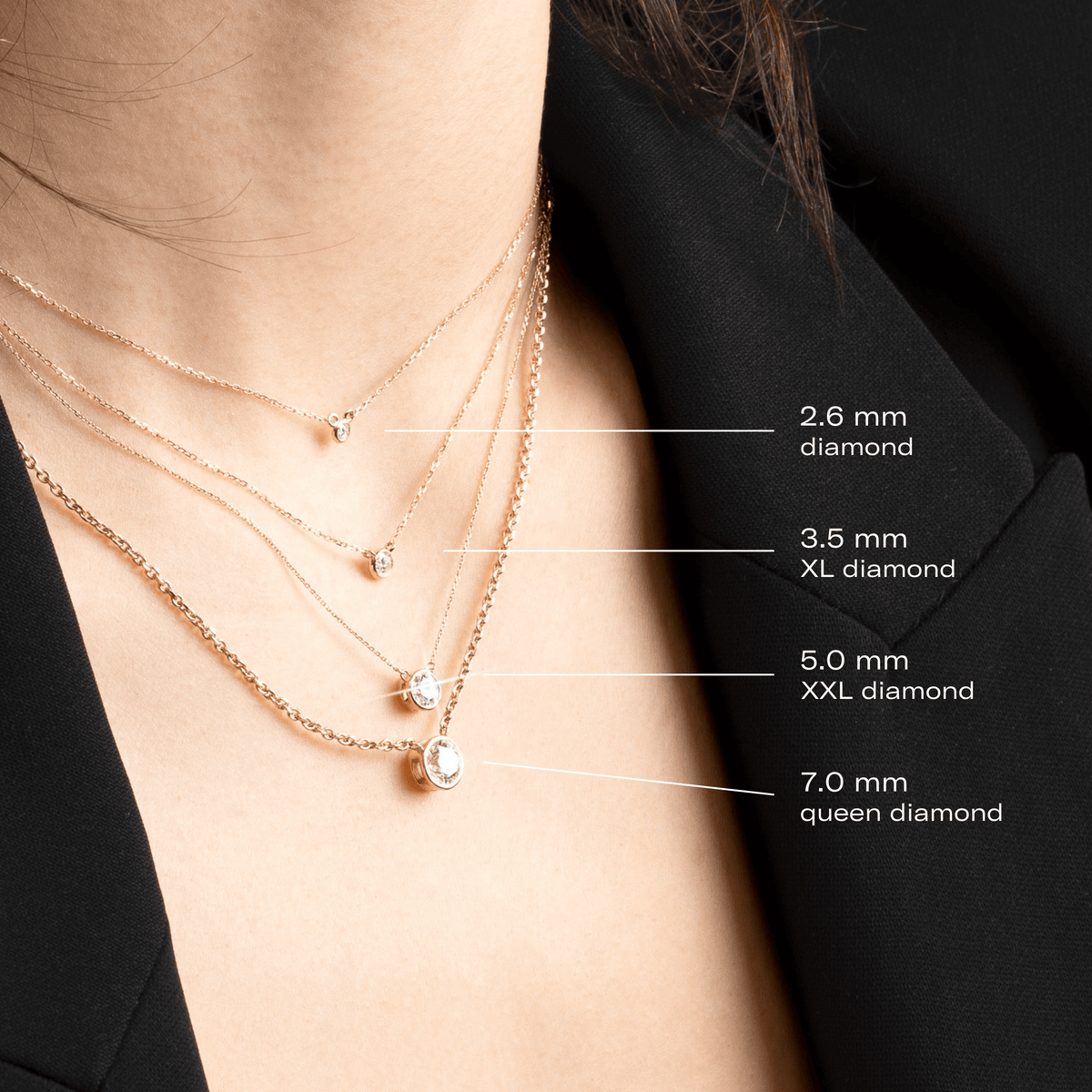 14kt gold and diamond teardrop emerald bezel necklace | Luna Skye