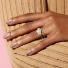 Pavé Emerald Tri-Diamond Ring