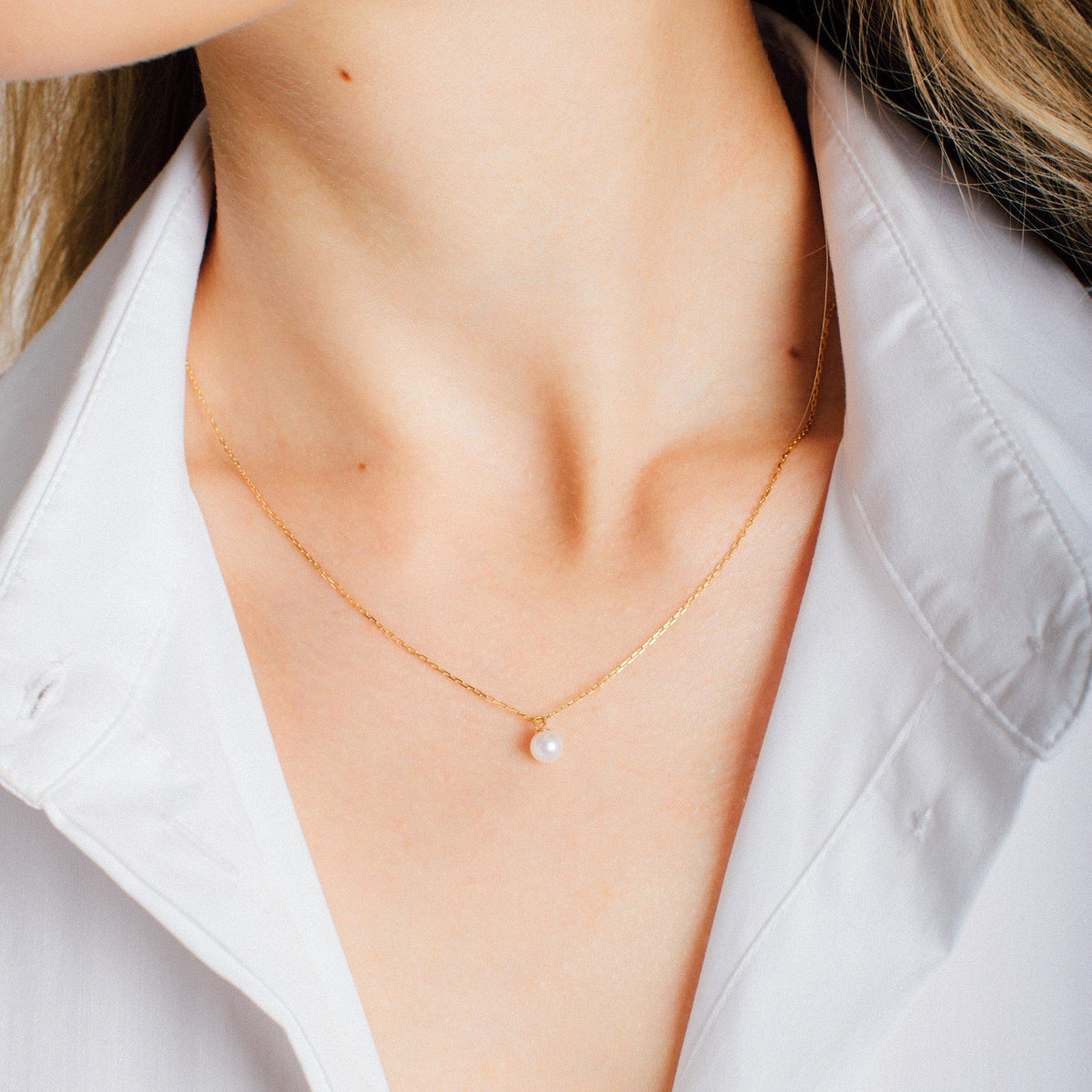 Pearl Gold Chain Necklace | Pearl Martini Chain | Parken Jewelry